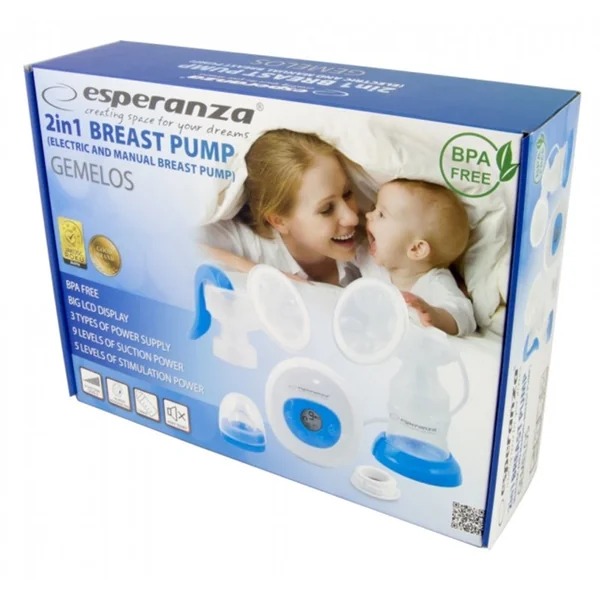 Elektrická a manuální odsávačka mléka 2v1